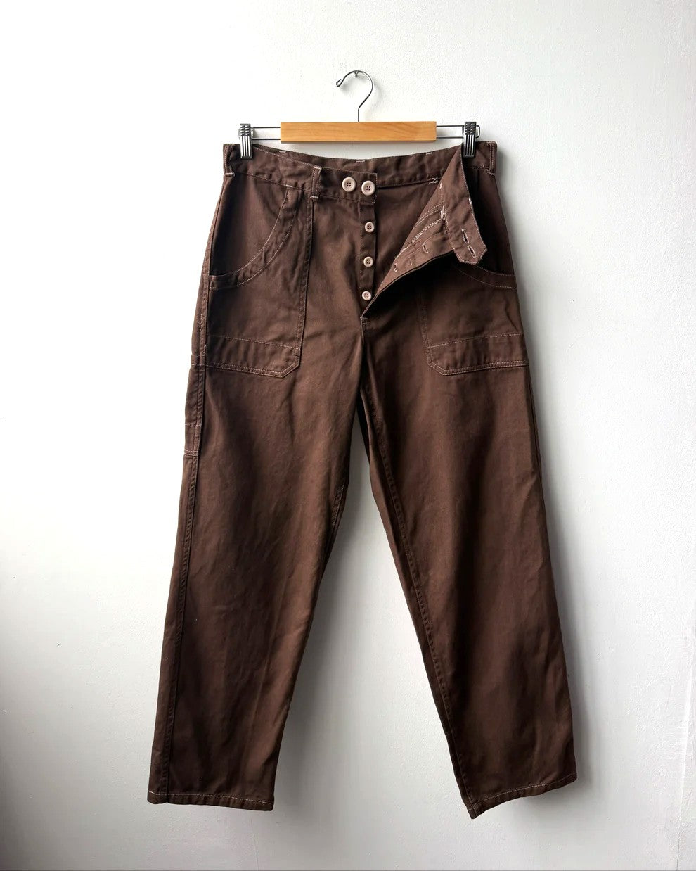 Vintage Brown Workwear Pants Double Button