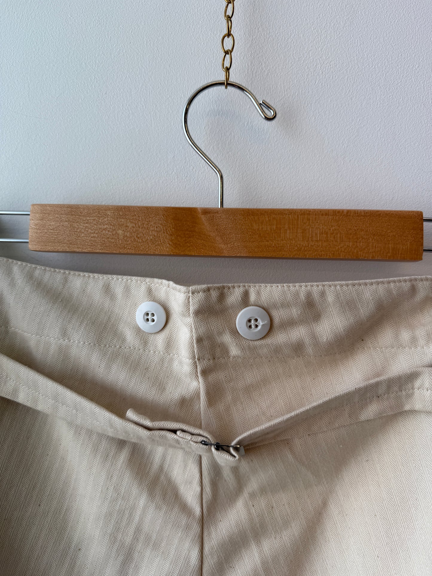 Vintage 80s Cream Herringbone German Workwear Pants
