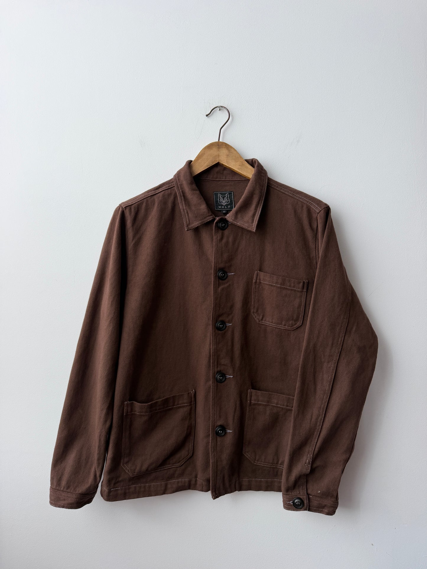 Brown French Chore Jacket 60s Style Cotton Twill Reworked
