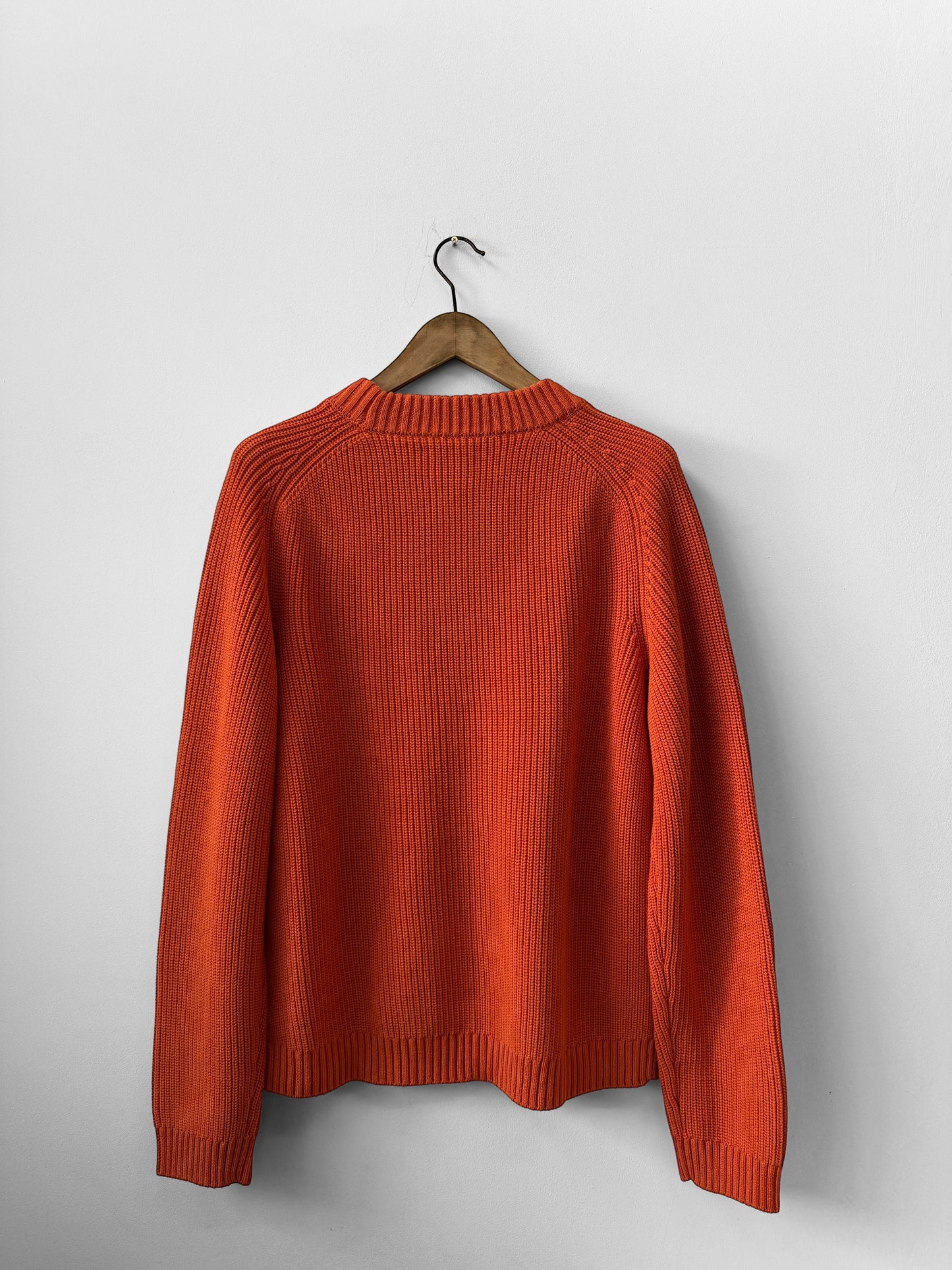 Organic Chunky Knit Fisherman Jumper Tangerine Orange