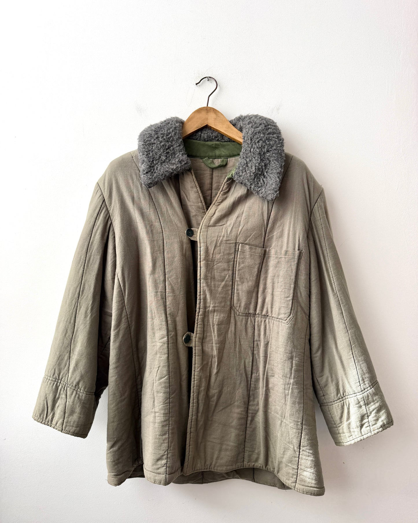 Vintage Cotton 1960s Parka Liner Khaki