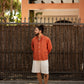 Vintage Burnt Orange Nehru Mandarin Collar Smock Chore Jacket