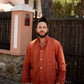 Vintage Burnt Orange Nehru Mandarin Collar Smock Chore Jacket
