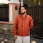 Vintage Burnt Orange Nehru Mandarin Collar Smock Chore Jacket
