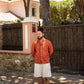 Vintage Burnt Orange Nehru Mandarin Collar Smock Chore Jacket