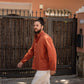 Vintage Burnt Orange Nehru Mandarin Collar Smock Chore Jacket