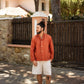 Vintage Burnt Orange Nehru Mandarin Collar Smock Chore Jacket