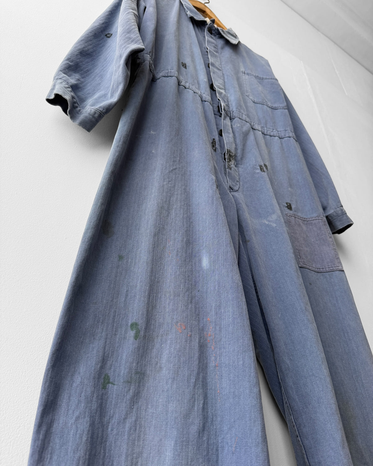 Vintage Repaired Workwear Jumpsuit Blue