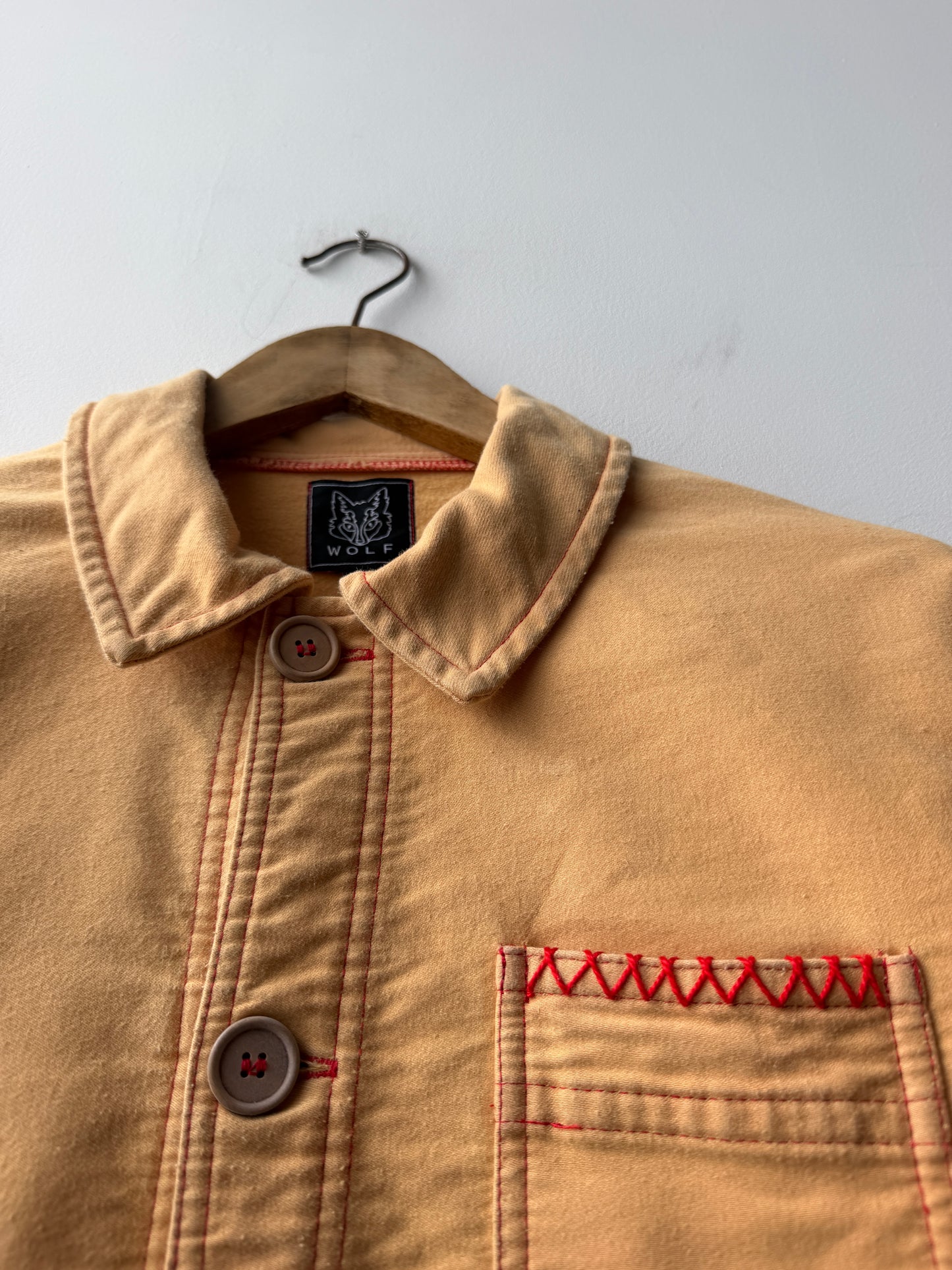 WOLF Moleskin Jacket Reworked Chore Jacket Red Stitch - Medium/Large