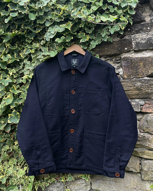 Ink Blue French Moleskin Chore Jacket Made In England