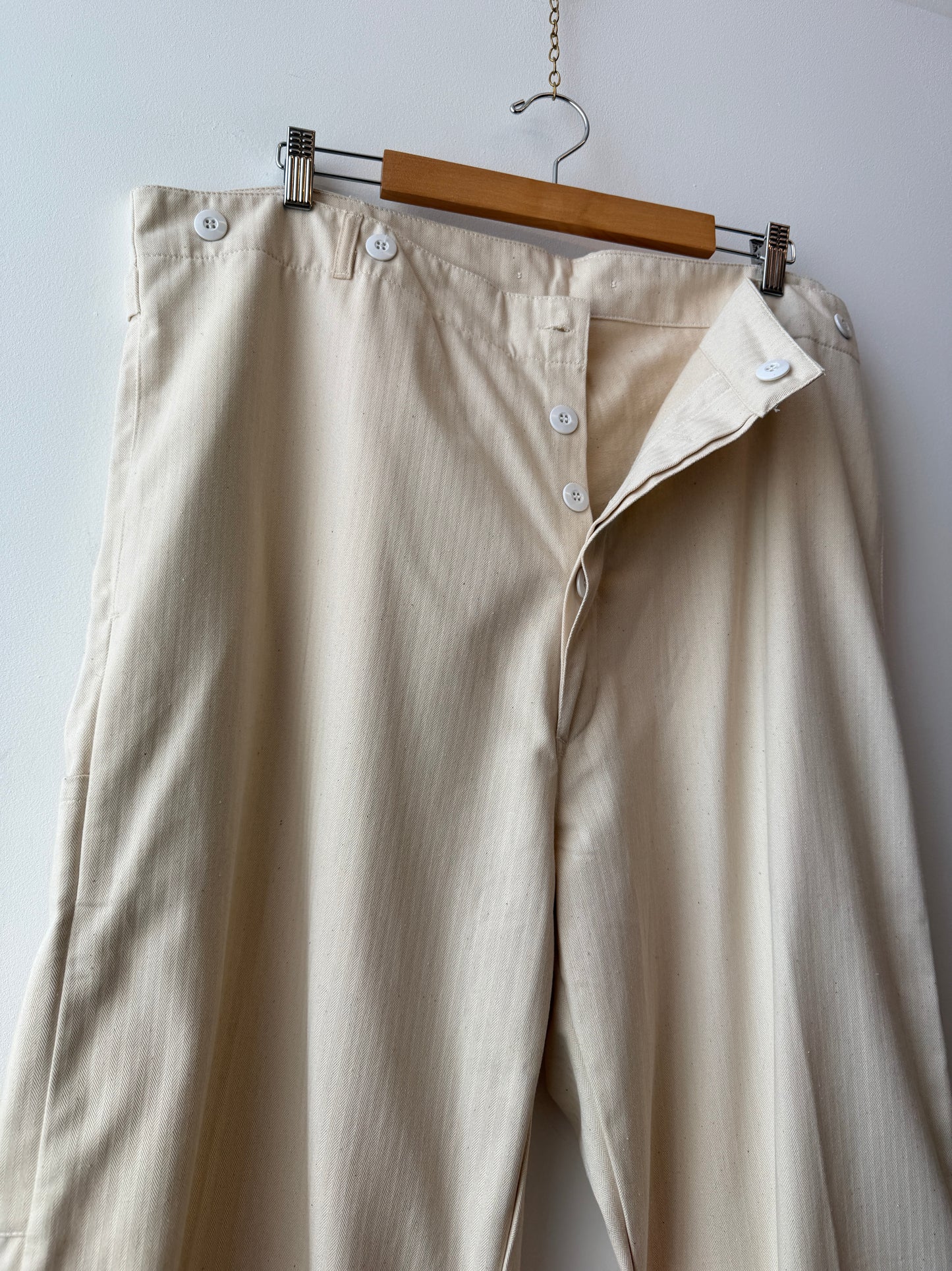 Vintage 80s Cream Herringbone German Workwear Pants