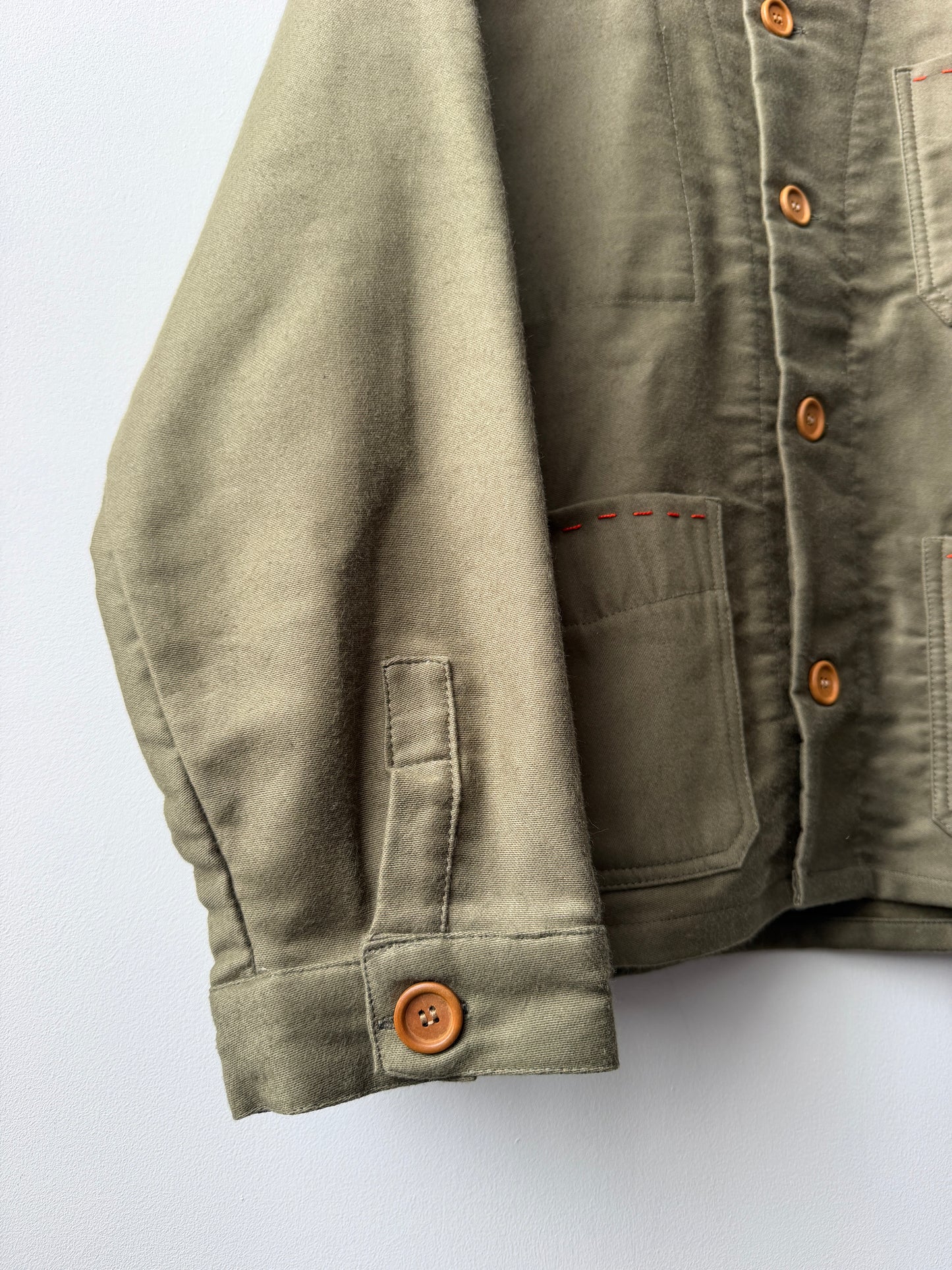 WOLF Reworked Chore Jacket Contrast Red Stitch Moss Green 2XL