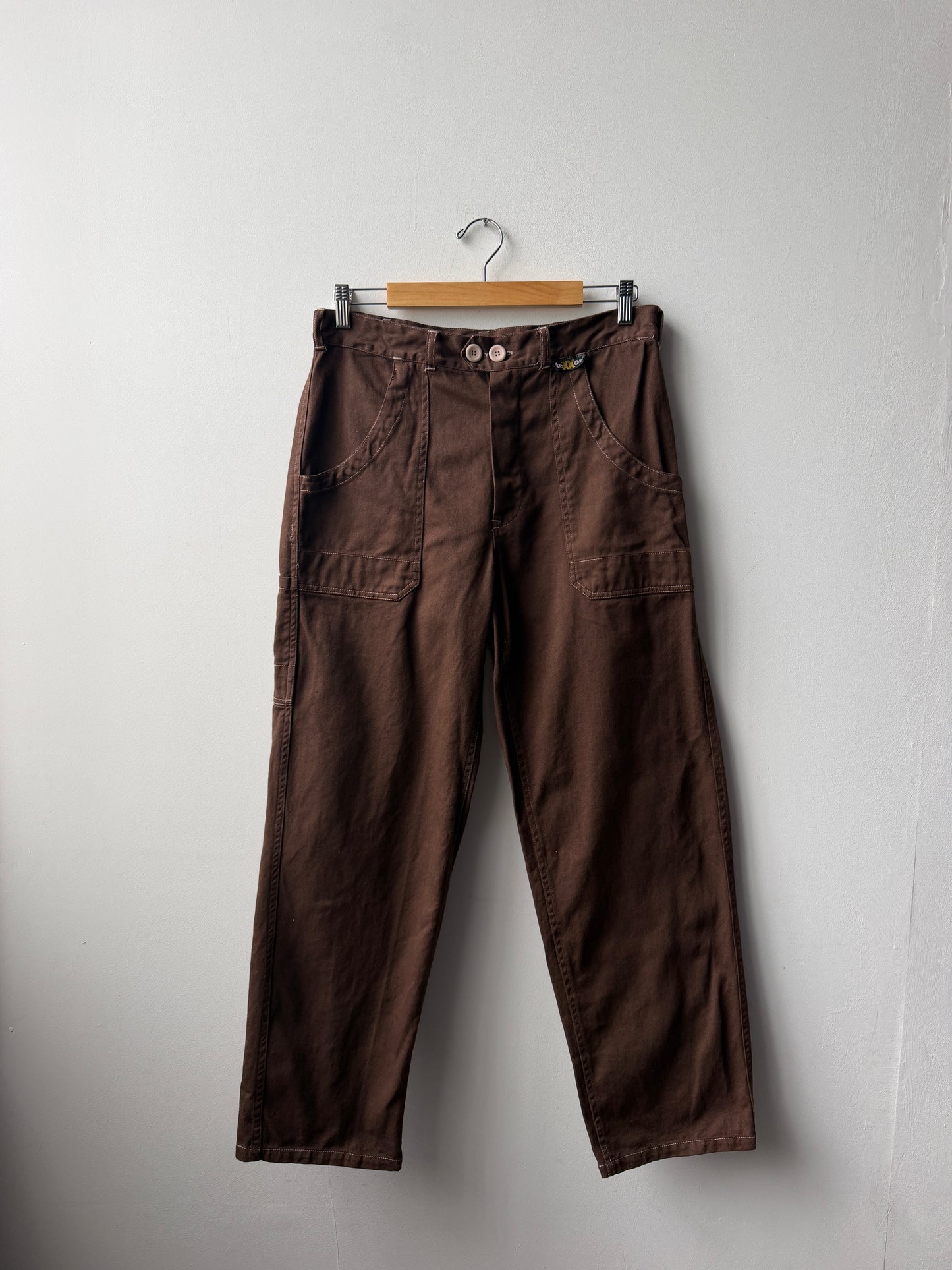 Vintage Brown Workwear Pants Double Button