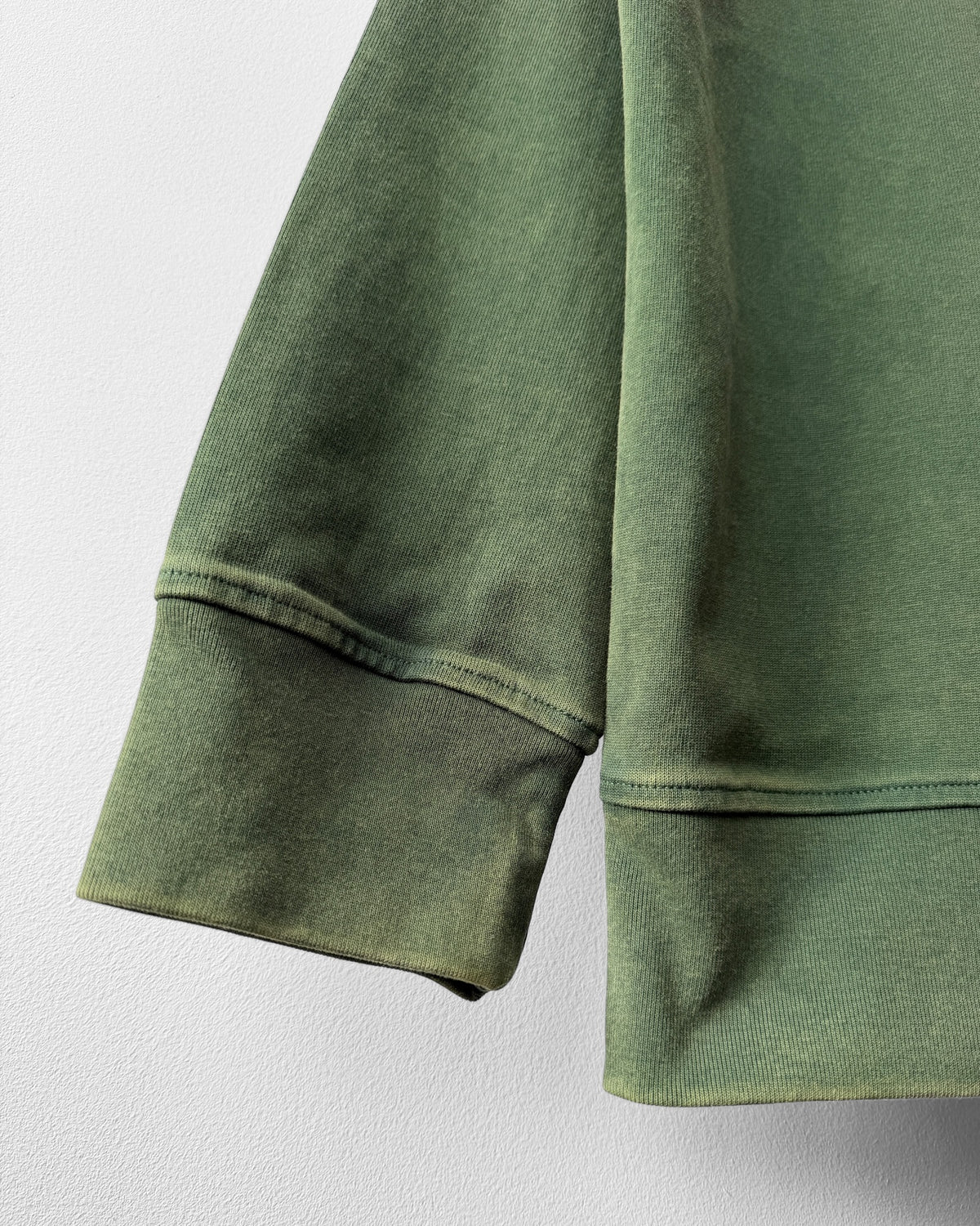 Faded Quarter Zip Sweatshirt Bottle Green Washed Cotton