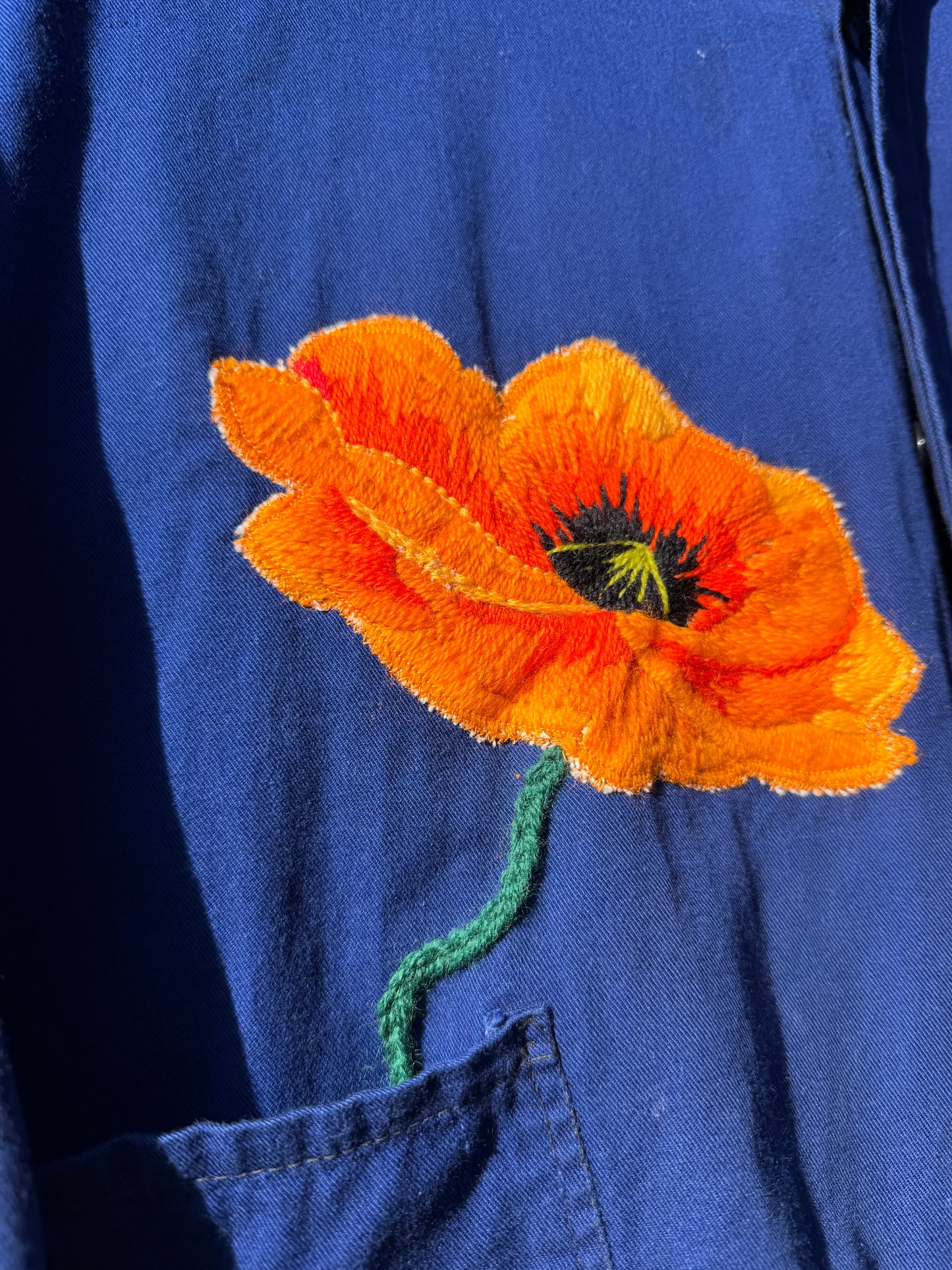 Vintage Embroidered Poppy French Chore Jacket