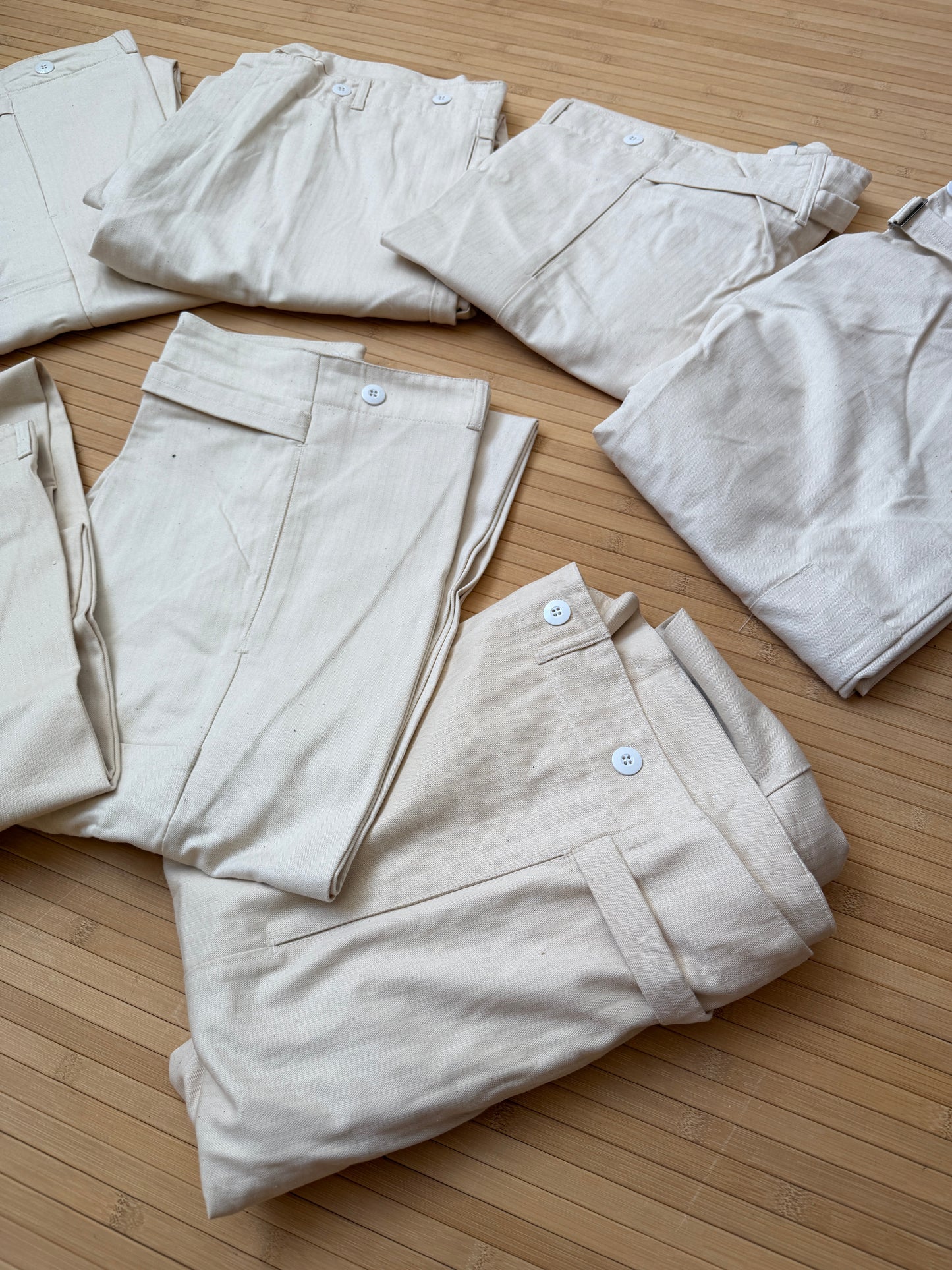 Vintage 80s Cream Herringbone German Workwear Pants