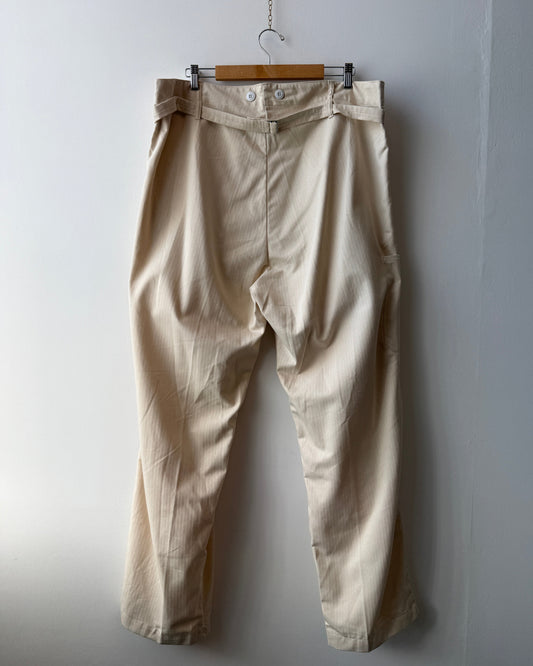 Vintage 80s Cream Herringbone German Workwear Pants