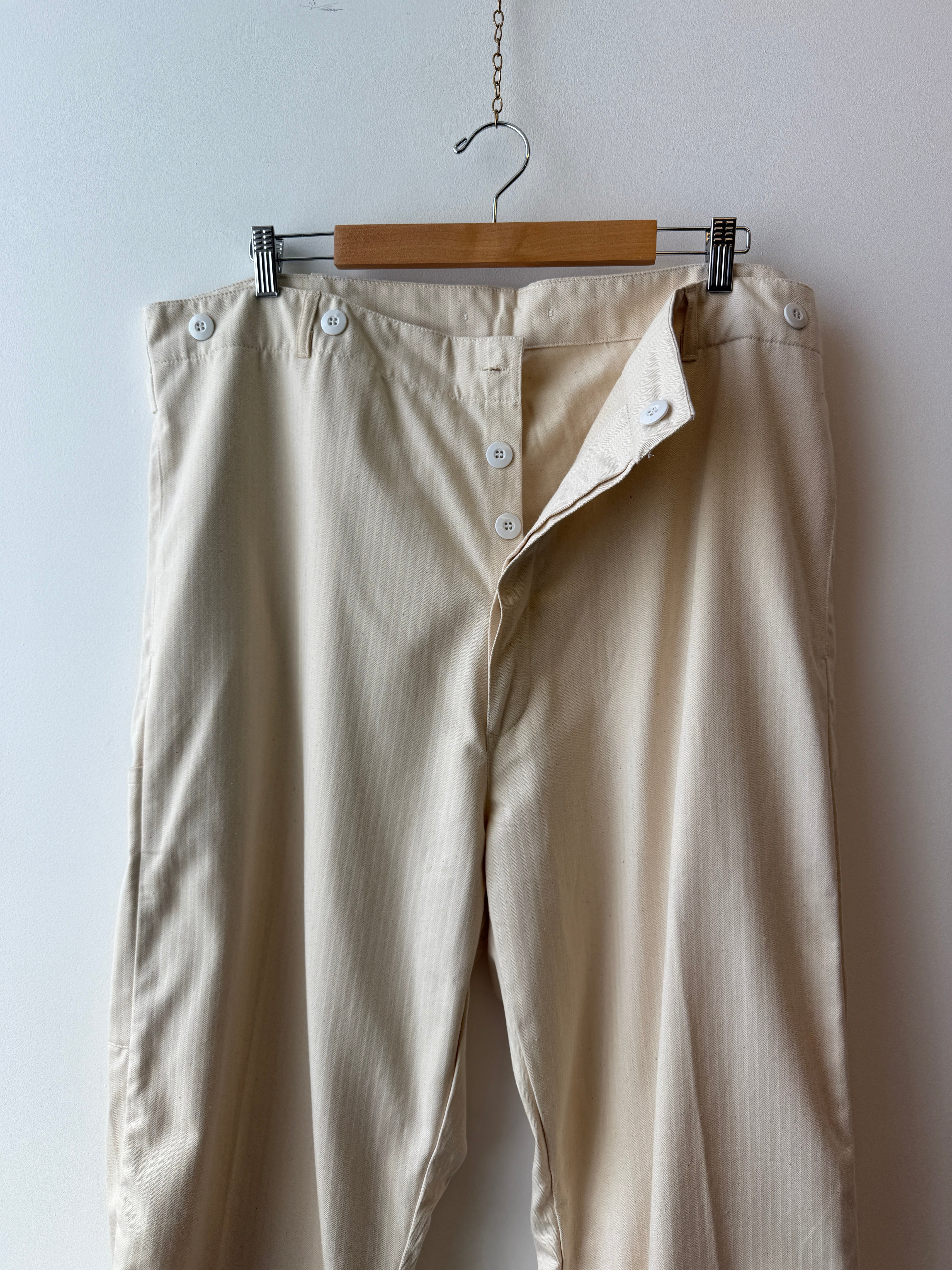 Vintage 80s Cream Herringbone German Workwear Pants – Wolf