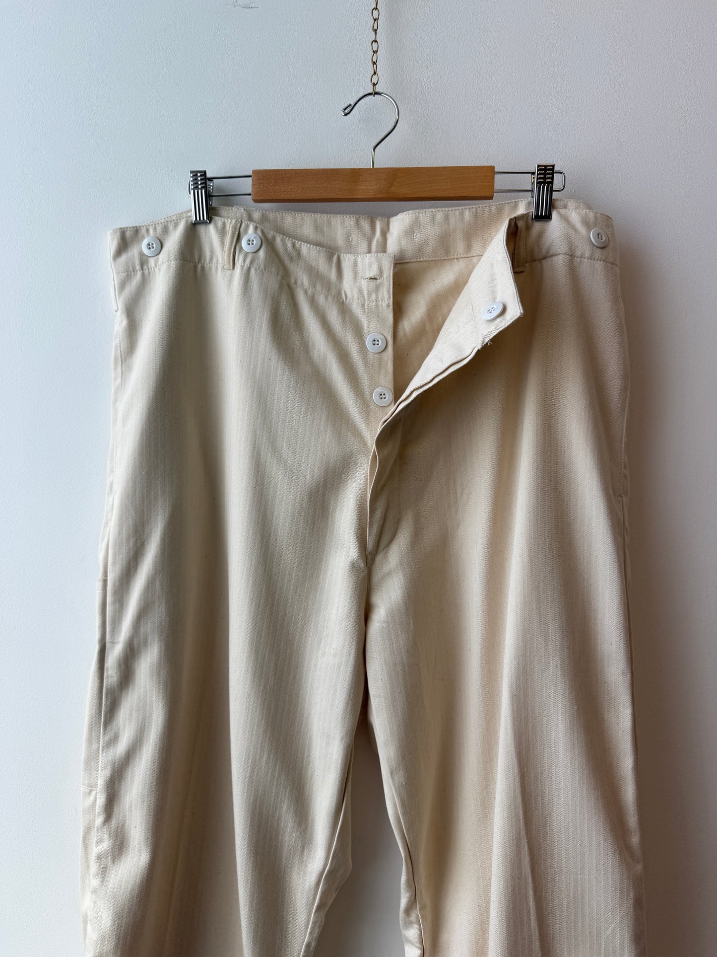 Vintage 80s Cream Herringbone German Workwear Pants