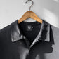Faded Wash Polo Sweatshirt Cotton Charcoal Black