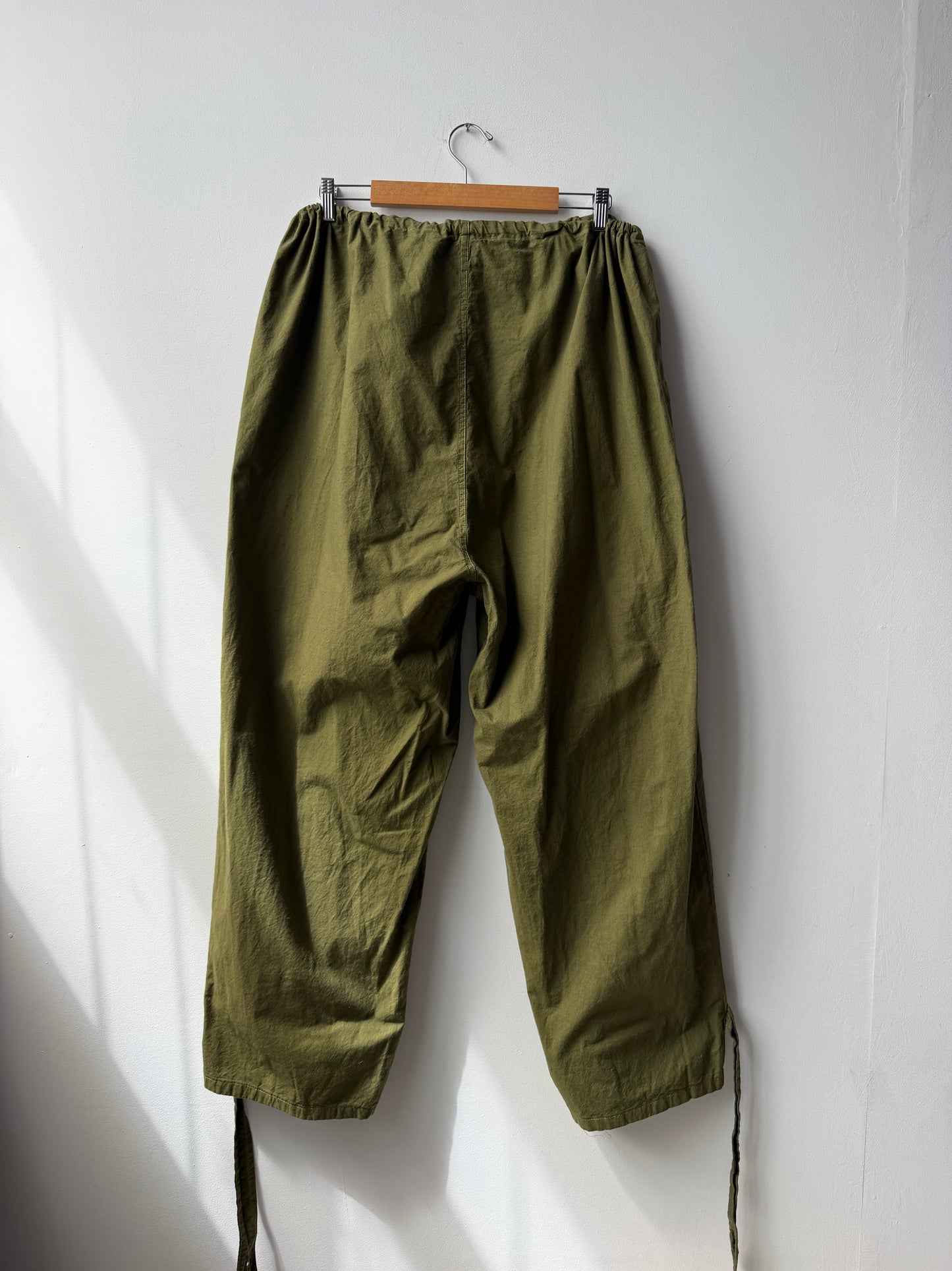 Vintage Cotton Drawstring Army Green Military Pants