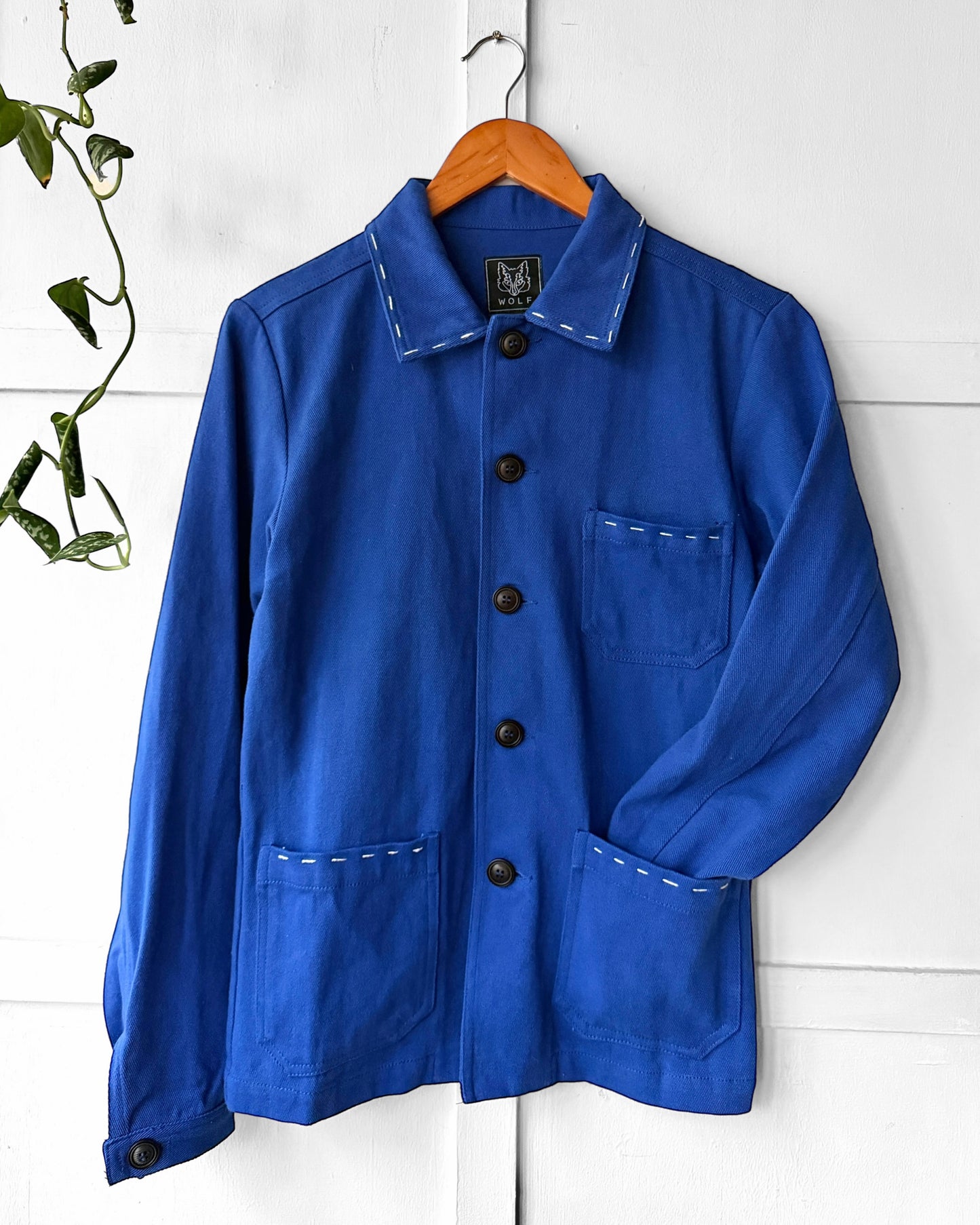 Contrast Stitch Reworked WOLF Chore Jacket Bugatti Blue - XS