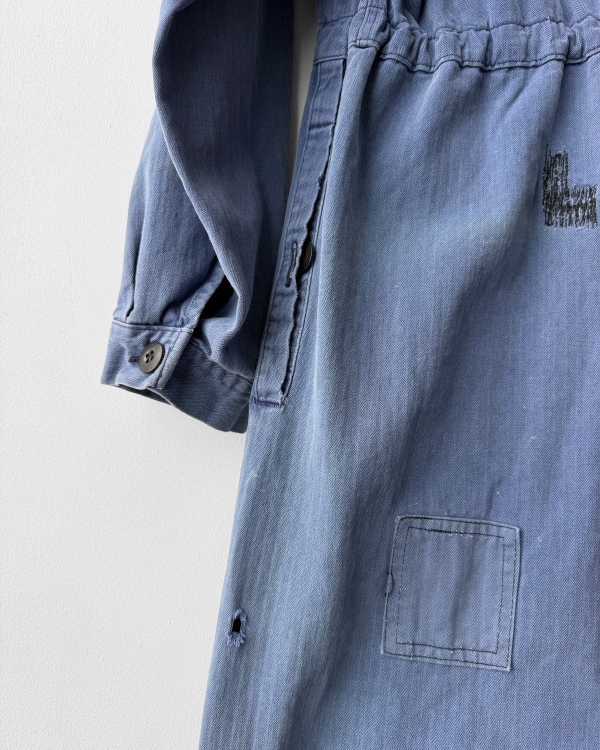Vintage Repaired Workwear Jumpsuit Blue