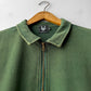 Faded Quarter Zip Sweatshirt Bottle Green Washed Cotton
