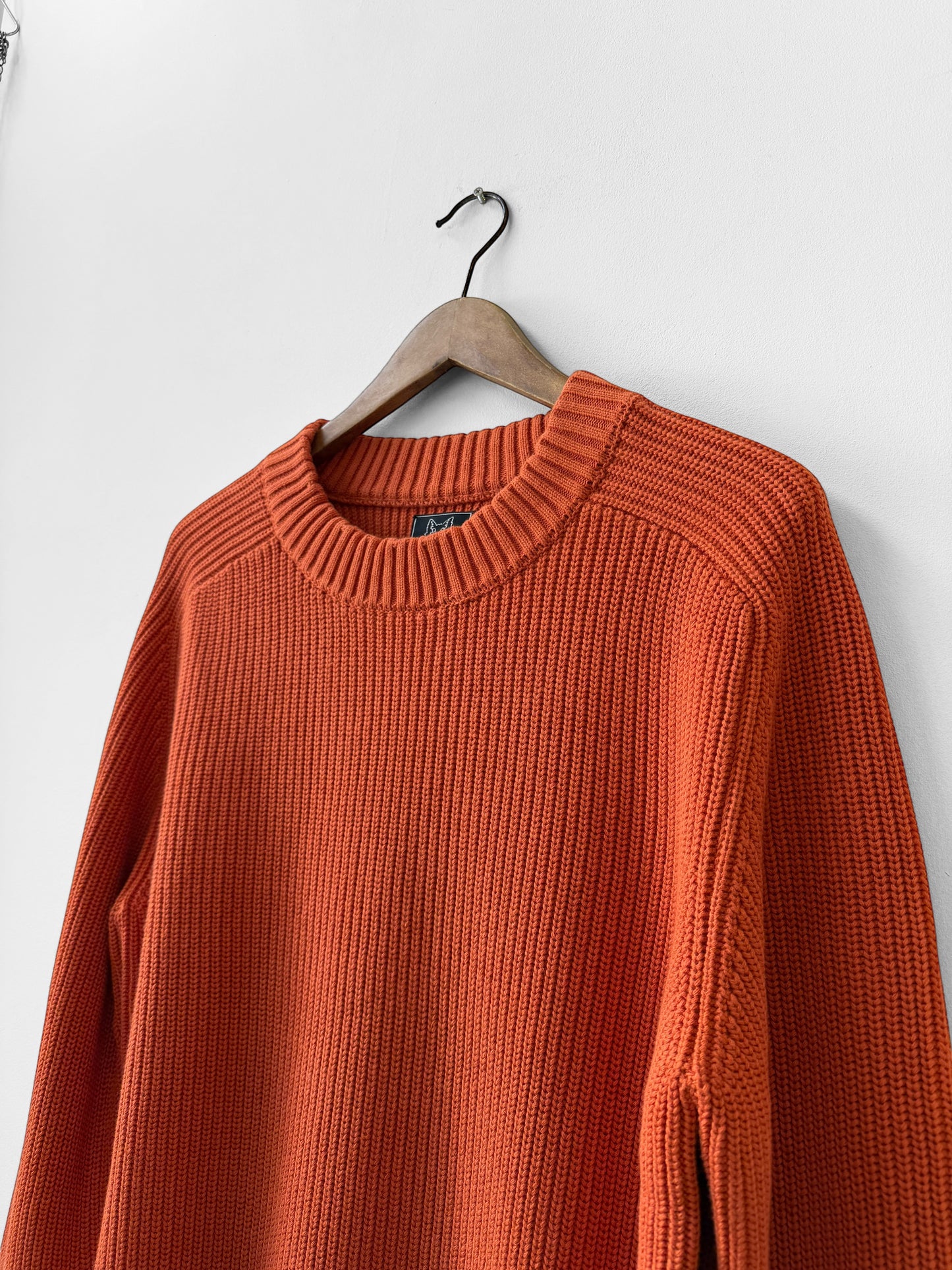 Organic Chunky Knit Fisherman Jumper Tangerine Orange