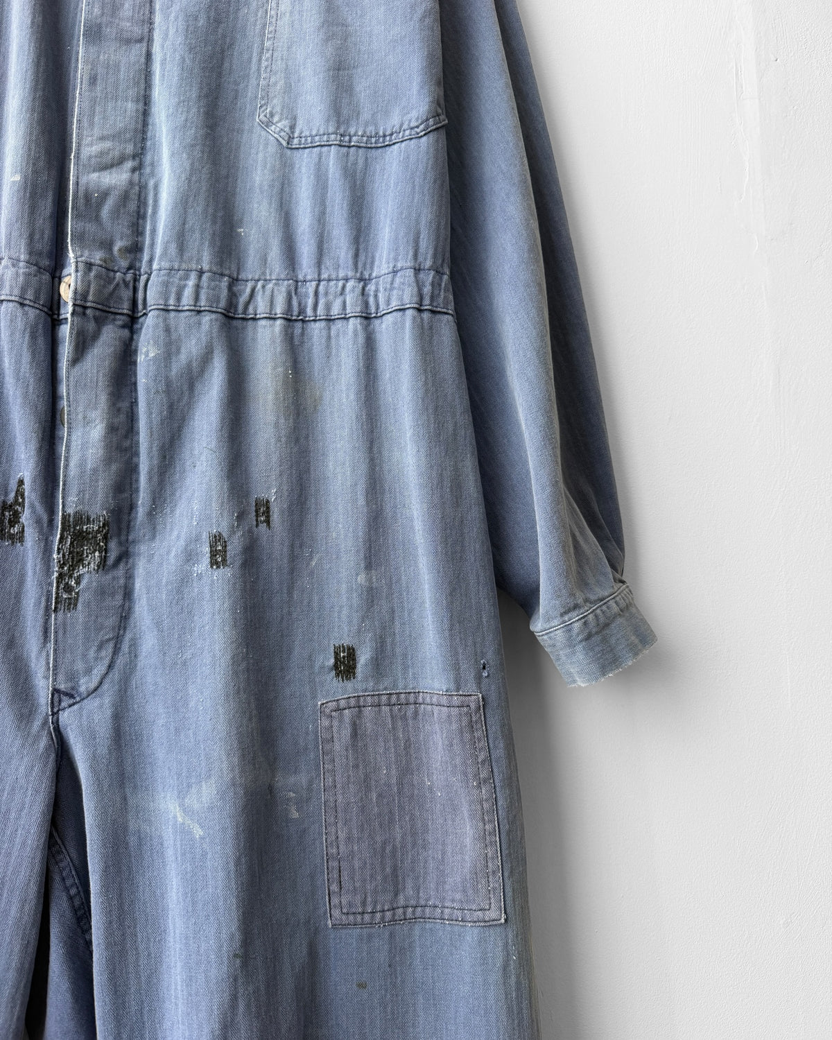 Vintage Repaired Workwear Jumpsuit Blue