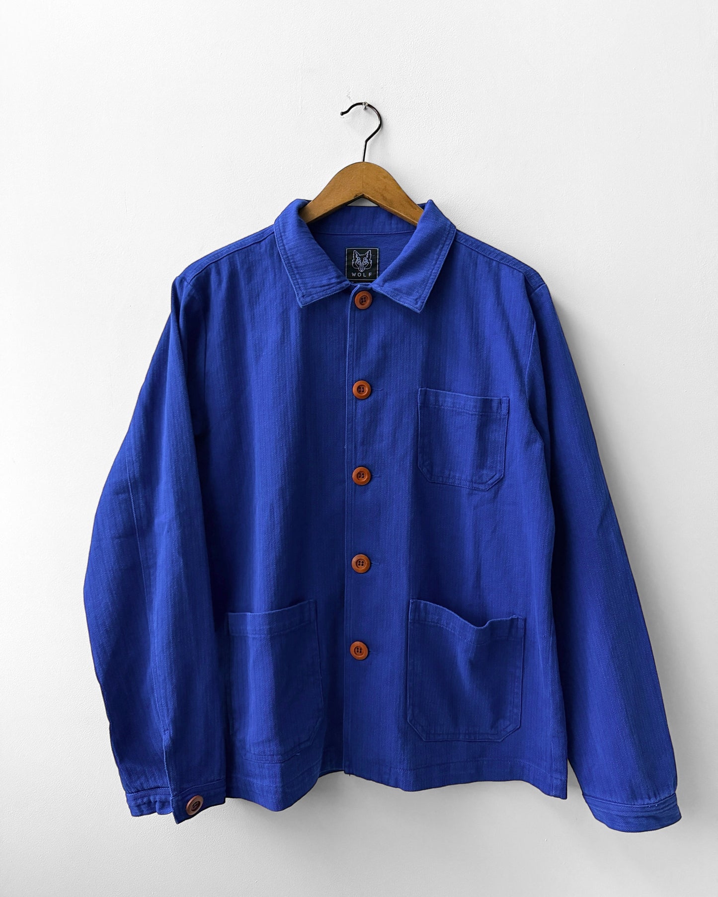 Herringbone Cotton Chore Jacket Bugatti Wooden Button