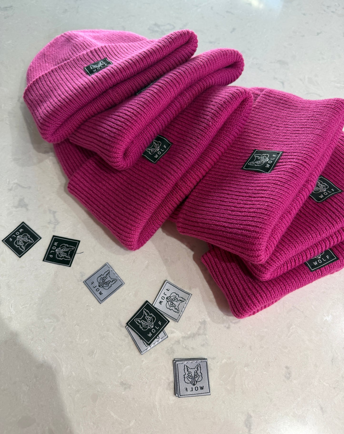 Knitted Fuchsia Pink Beanie Hat Recycled