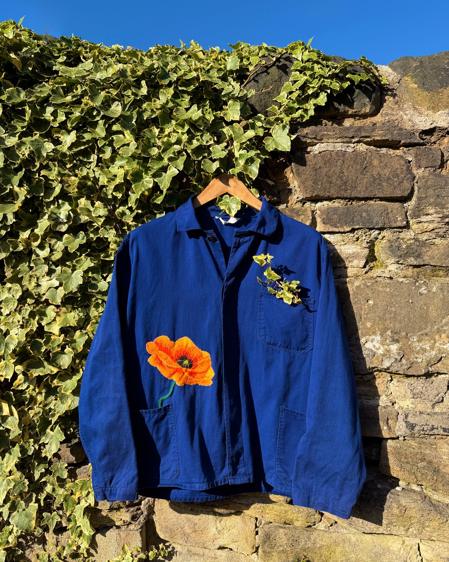 Vintage Embroidered Poppy French Chore Jacket