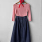 1950s Button Down A-line Utility Skirt Navy Blue