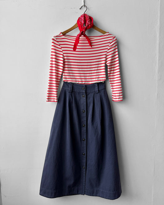 1950s Button Down A-line Utility Skirt Navy Blue