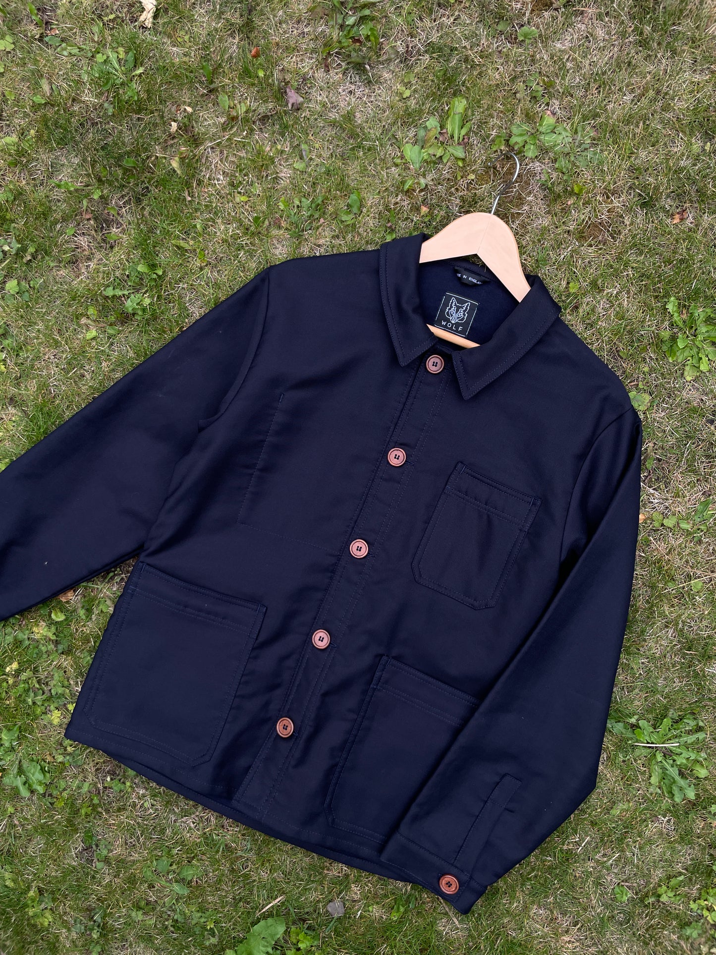 Ink Blue French Moleskin Chore Jacket Made In England