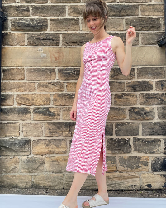 French Gingham Maxi Dress