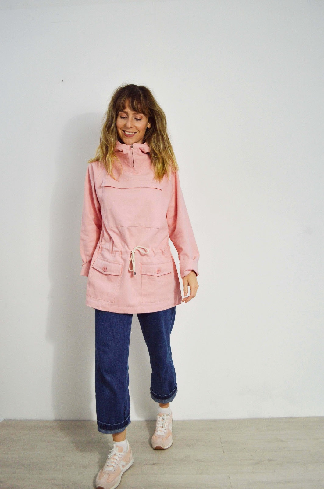 Pastel Pink Cadet Smock 1960s Style Cotton Canvas