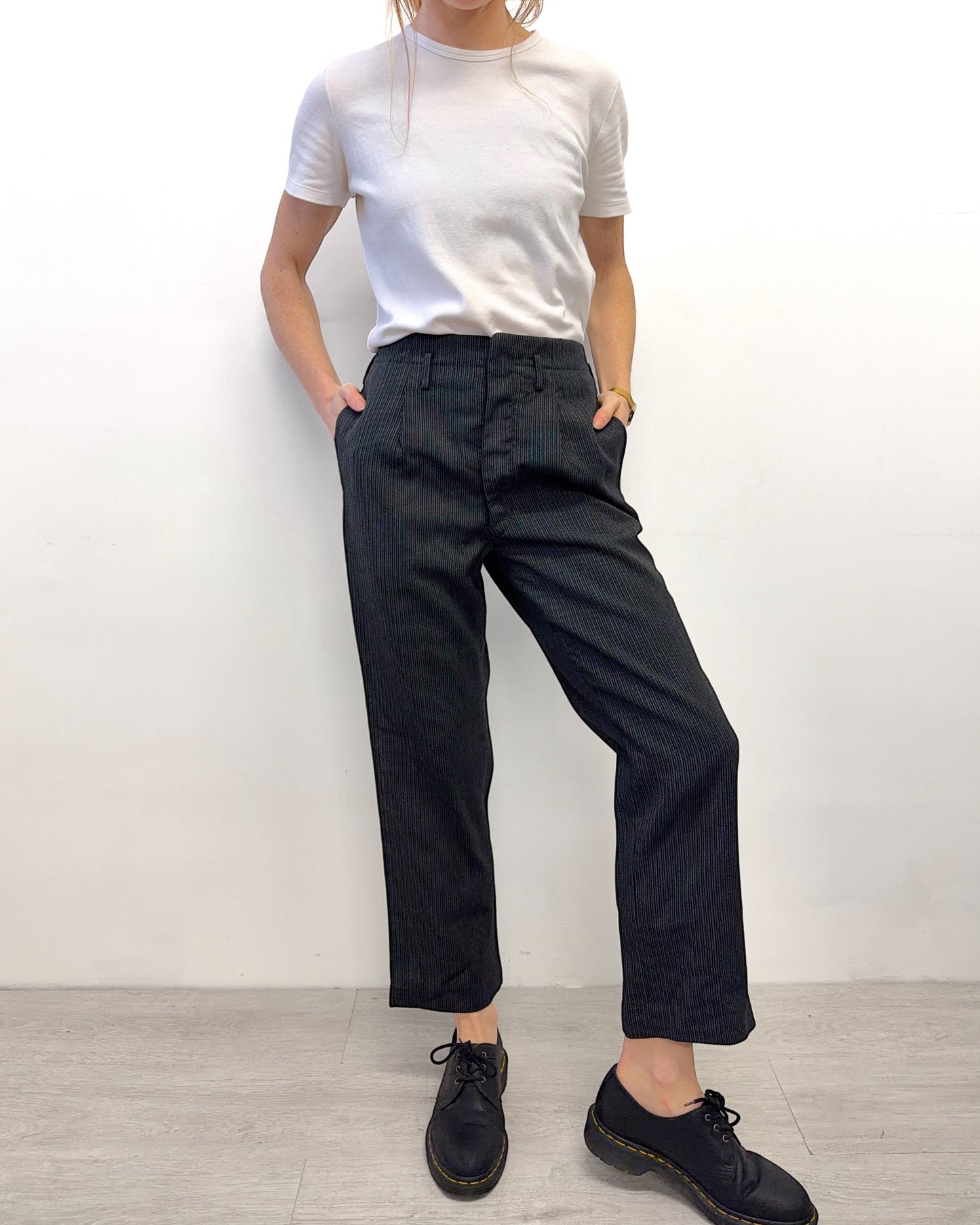 Pantalones de traje de raya diplomática vintage de los años 20