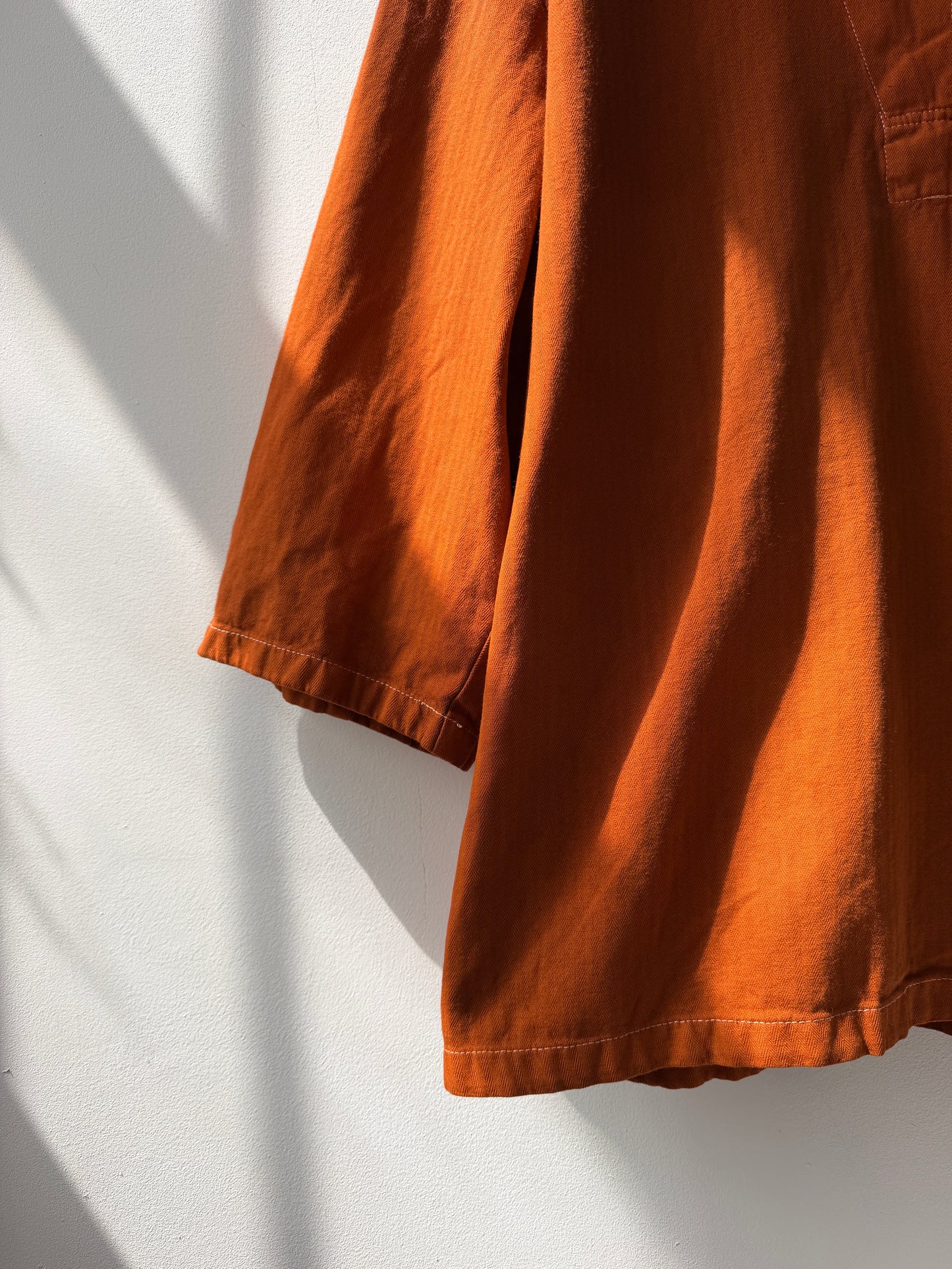 Vintage Artist Smock Pullover Top Burnt Orange 3/4 Sleeve
