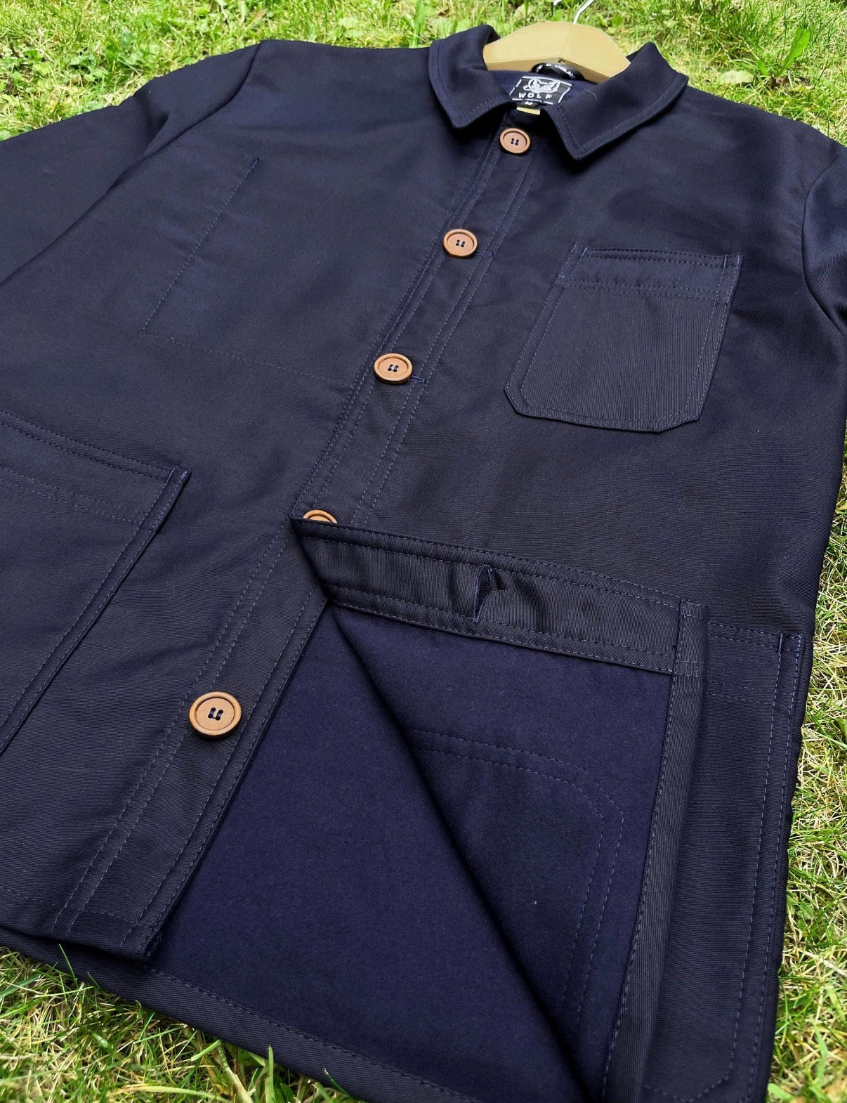 Ink Blue French Moleskin Chore Jacket Made In England