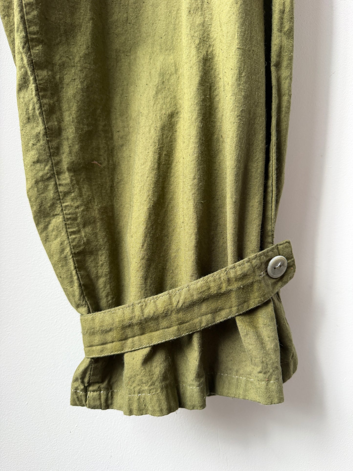 Vintage Cotton Drawstring Army Green Military Pants