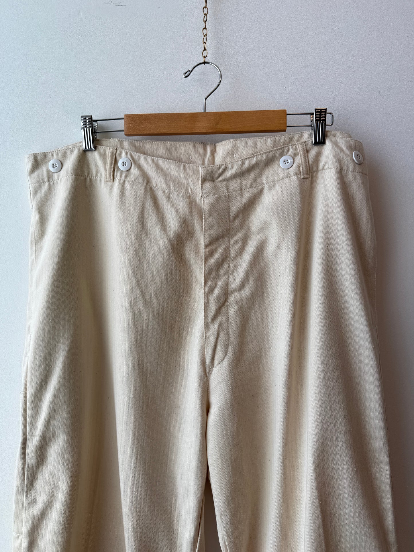 Vintage 80s Cream Herringbone German Workwear Pants