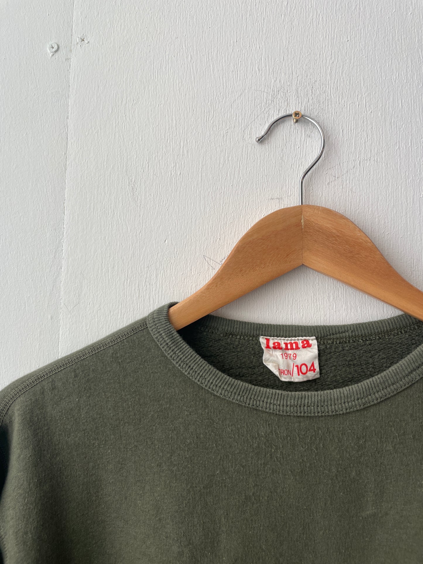 Vintage 70s French Sweatshirt Army Grey