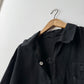 Vintage Artist Smock Pullover Collared Herringbone Black