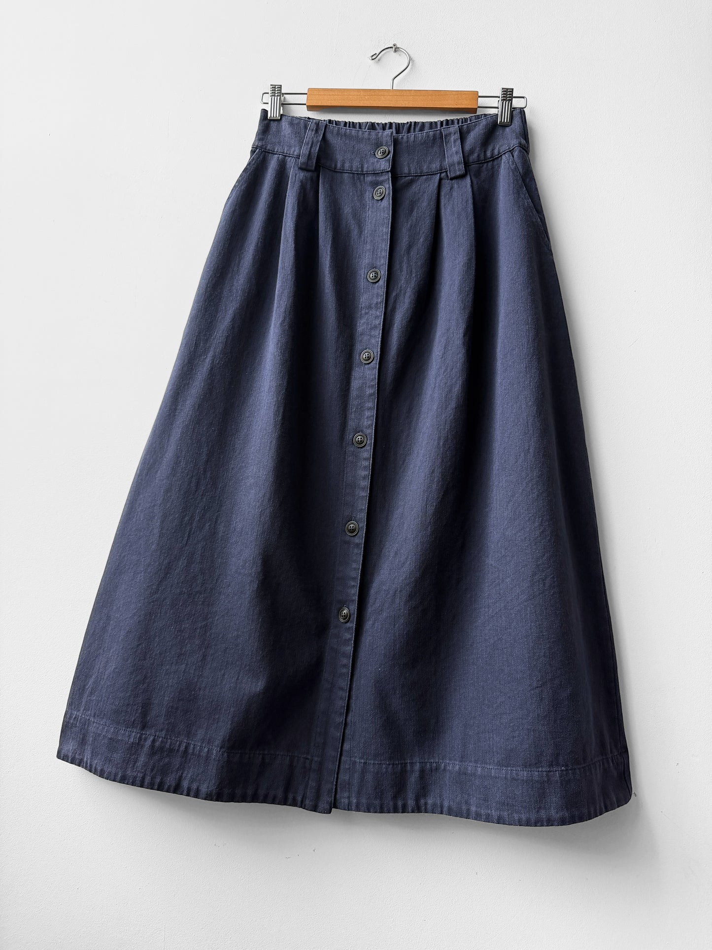 1950s Button Down A-line Utility Skirt Navy Blue