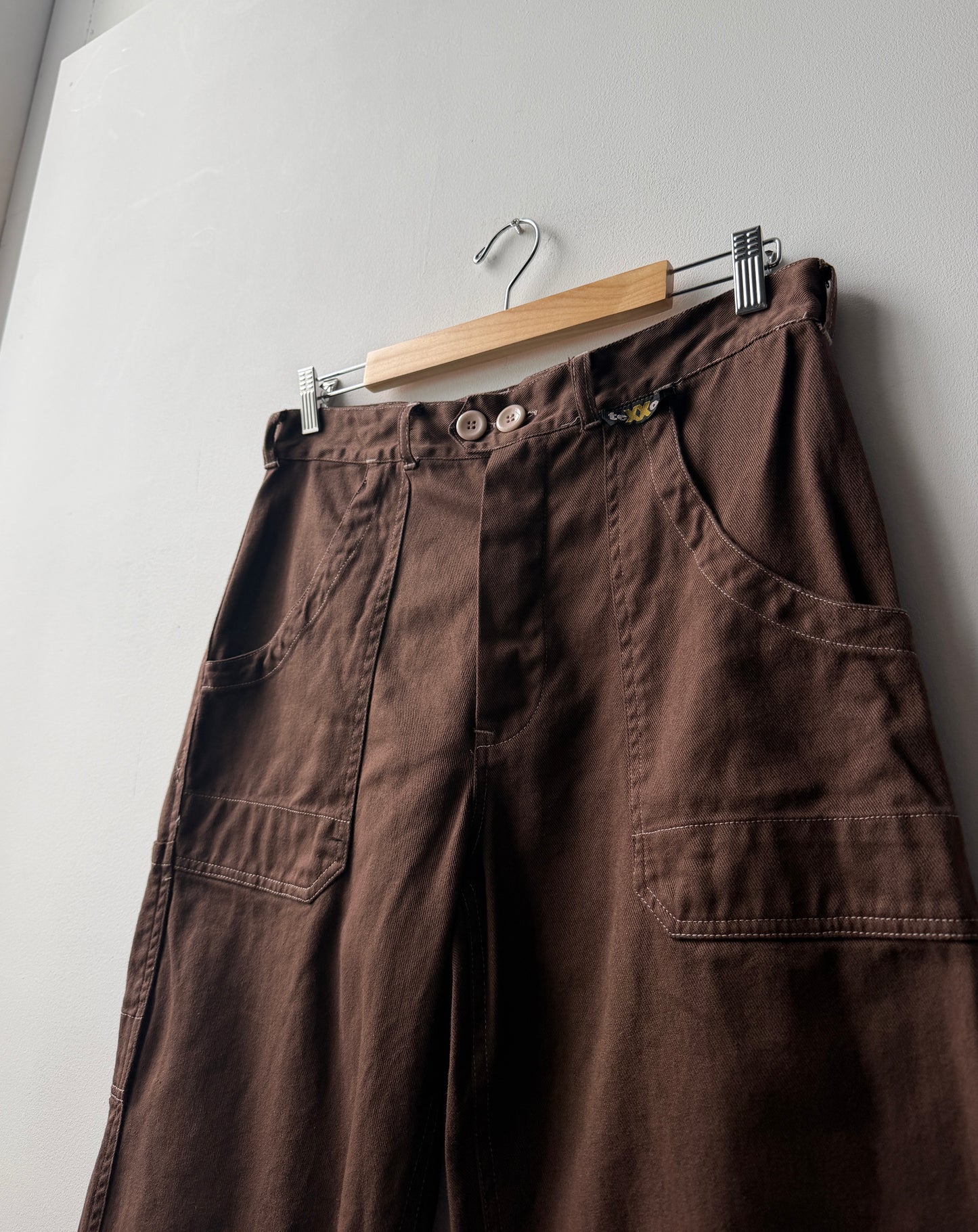 Vintage Brown Workwear Pants Double Button