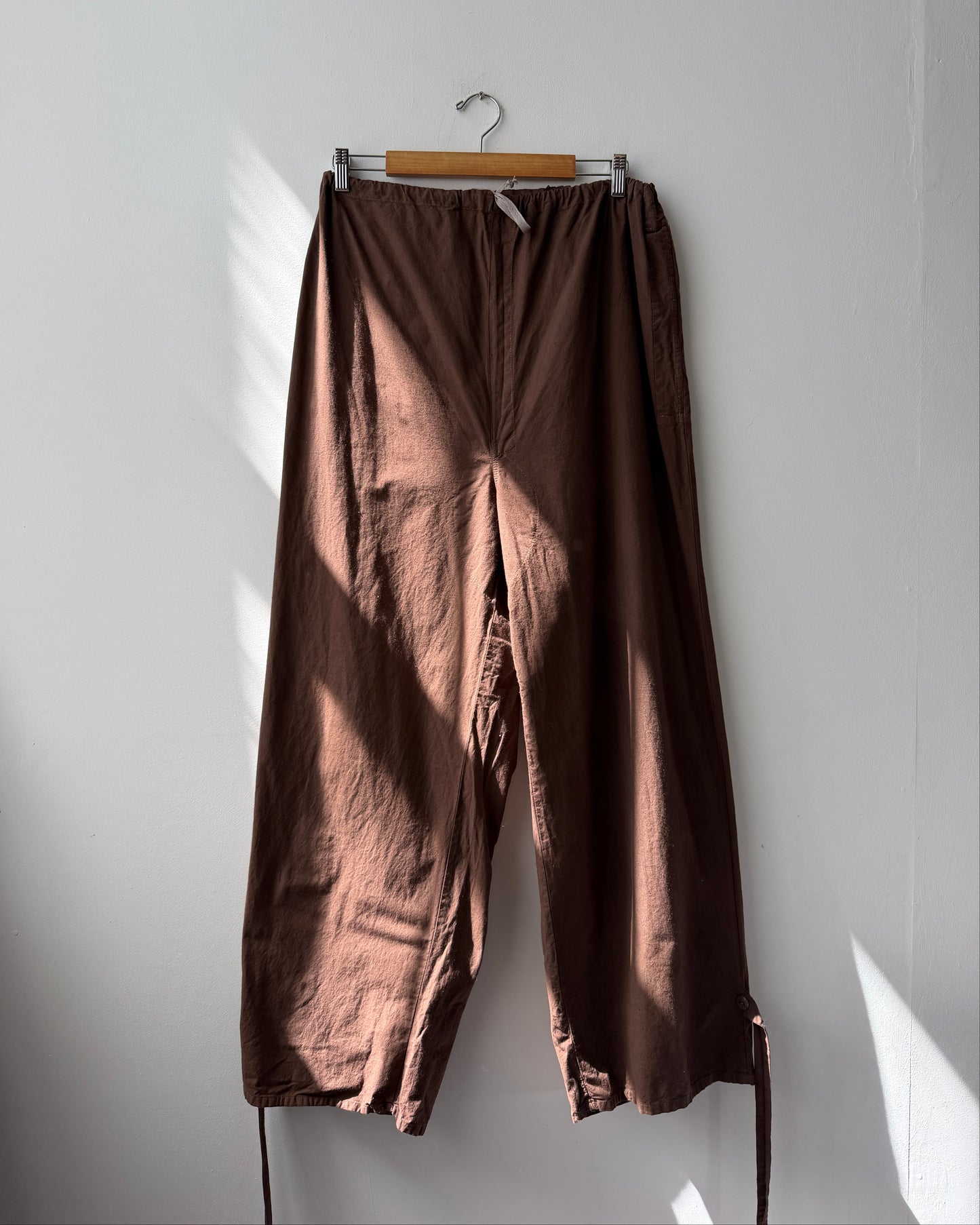 Vintage Cotton Drawstring Brown Military Pants Reworked