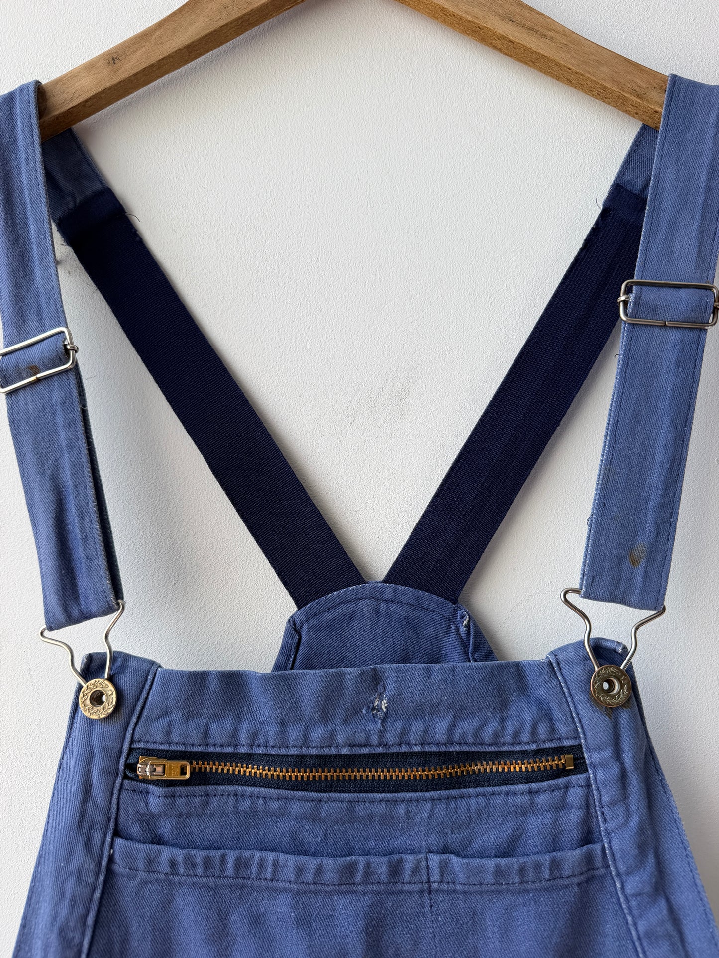 Vintage Patched Painters Workwear Dungarees Chalk Blue