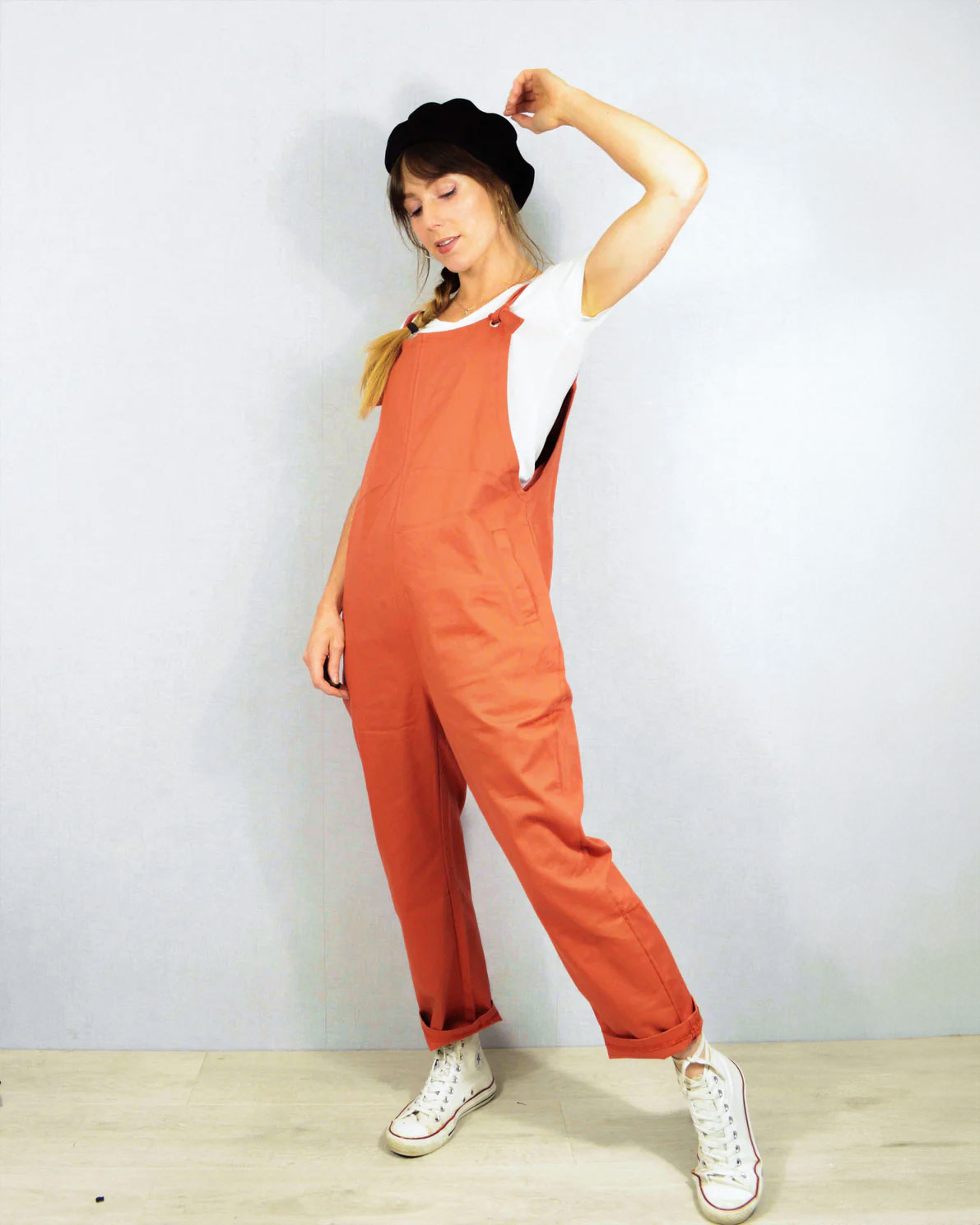 Coral Orange Cotton Dungarees Deadstock